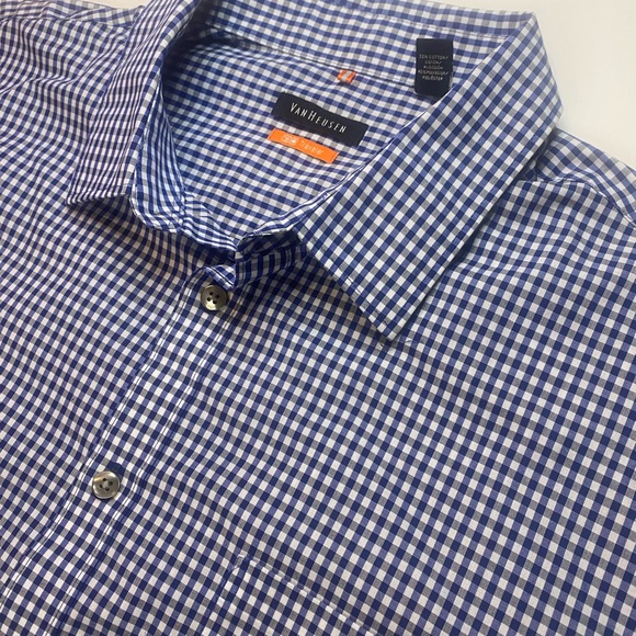 Van Heusen Casual Men Button Up Shirt Long Sleeve Blue White Size XL - Picture 6 of 12